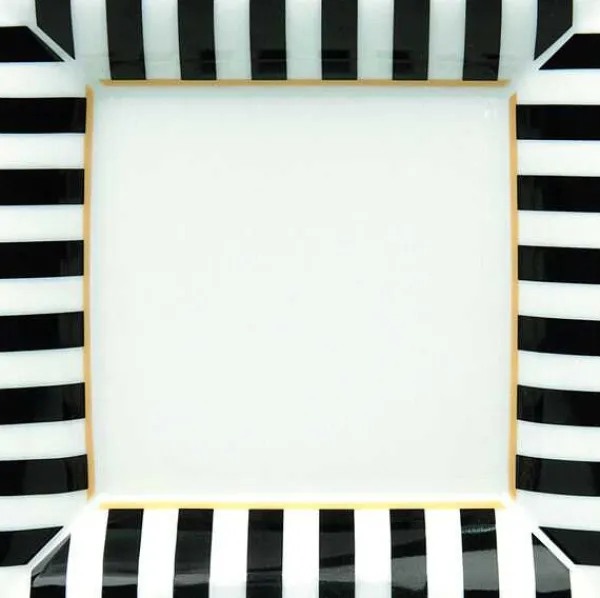 New Medium Tray Black & White Stripes Black & White